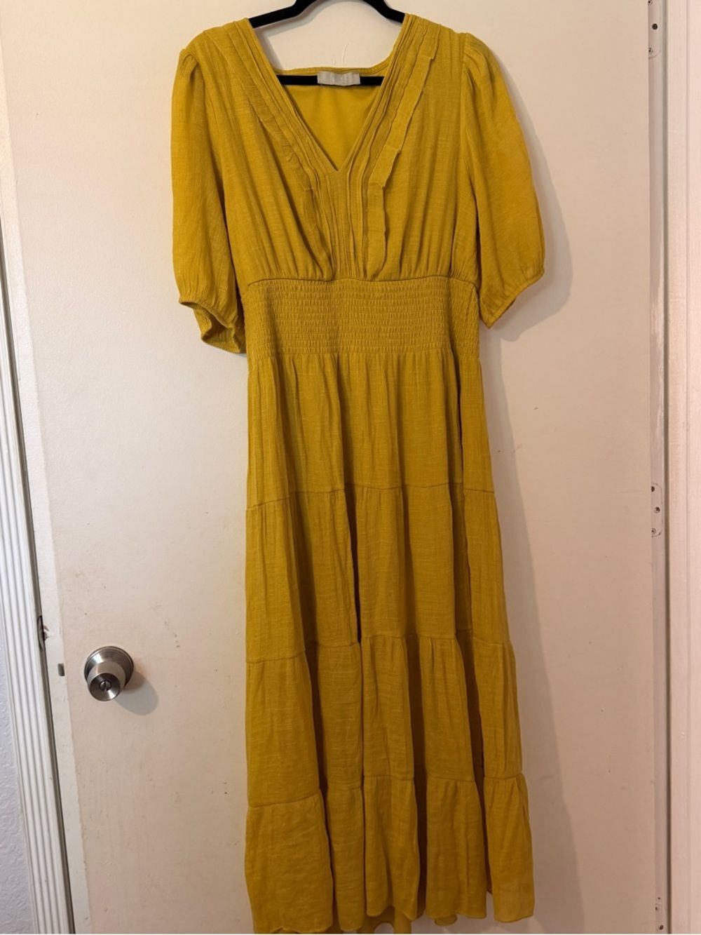 J Gee | Mustard Tiered Maxi Dress |‎ Boho Romantic